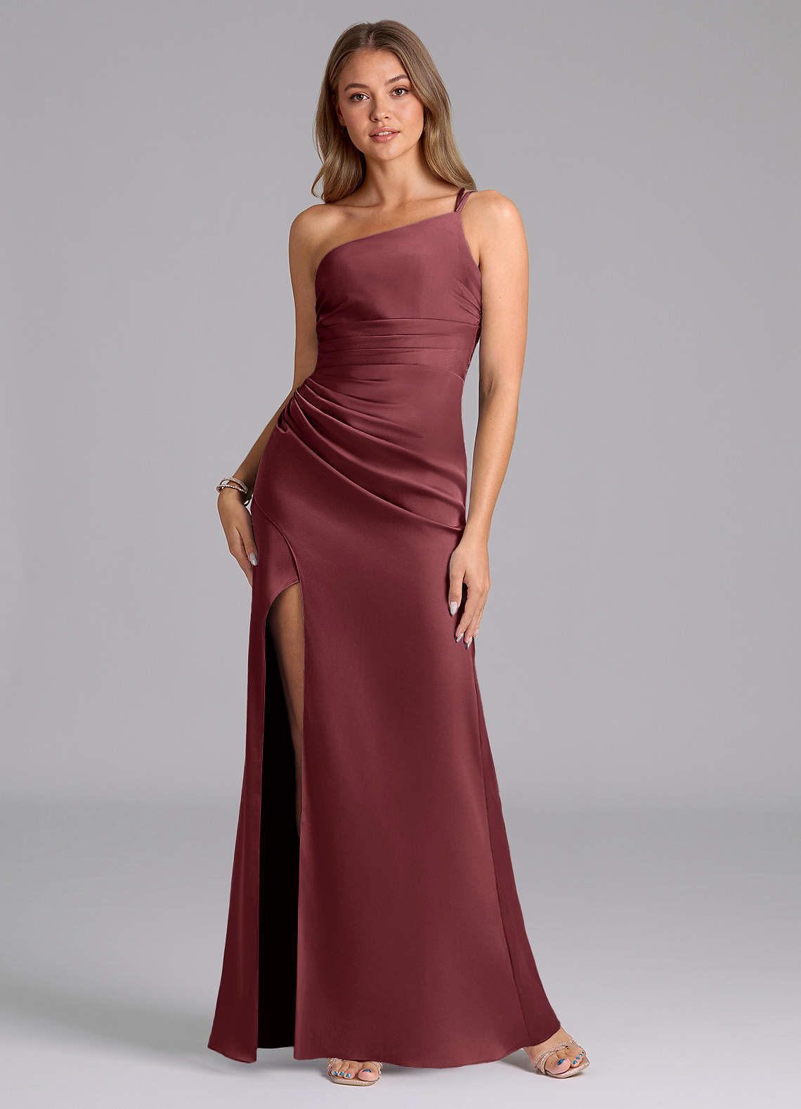 elyessen Eren Black Mermaid One Shoulder Stretch Satin Dress 6