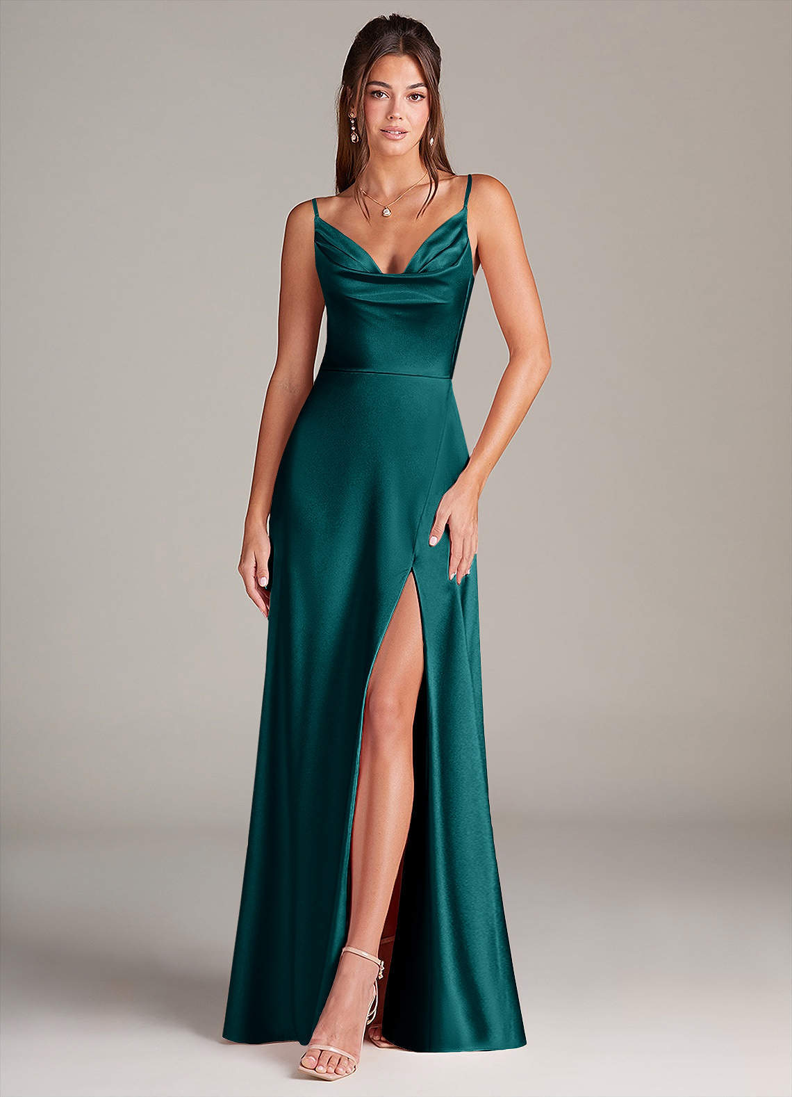 elyessen Sarella Black A-Line Pleated Stretch Satin Dress 2
