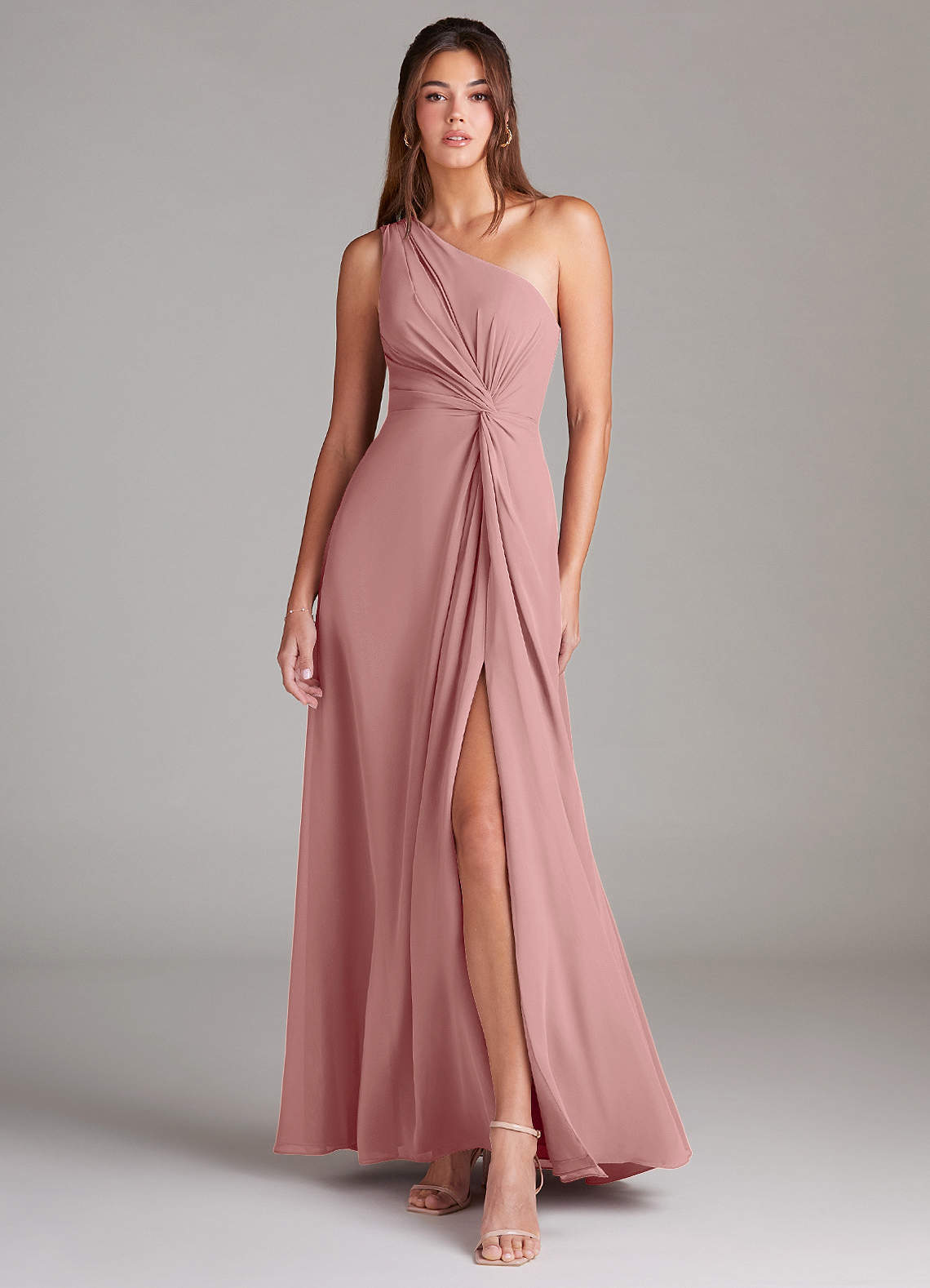 elyessen Brooke Sky Blue A-Line One Shoulder Chiffon Dress 4