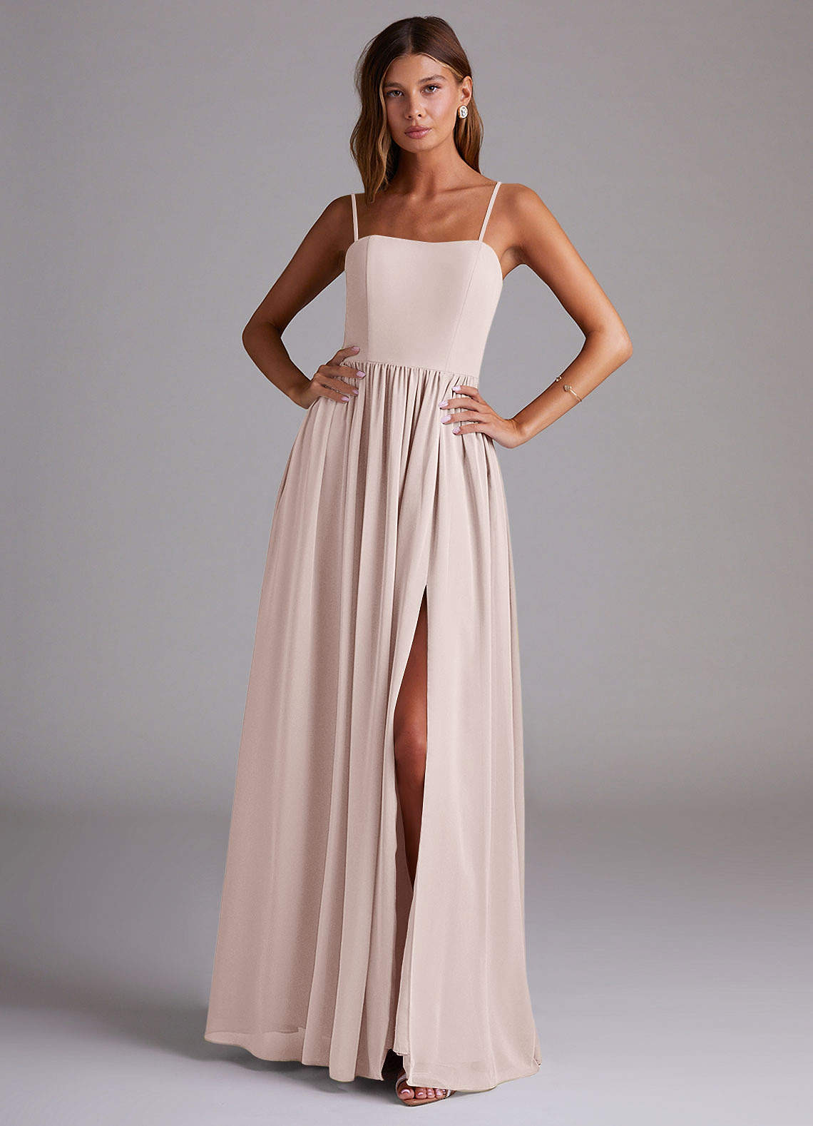elyessen Calianna Dusty Blue A-Line Off the Shoulder Chiffon Convertible Dress 8
