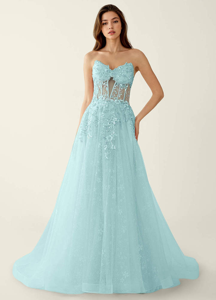 Novaevy Pink Beading Sequin Embroidery Tulle Prom Dress
