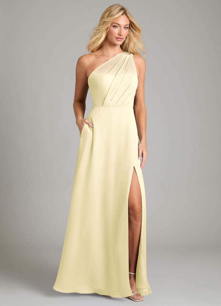 elyessen Phaedra Black A-Line One Shoulder Chiffon Dress 7