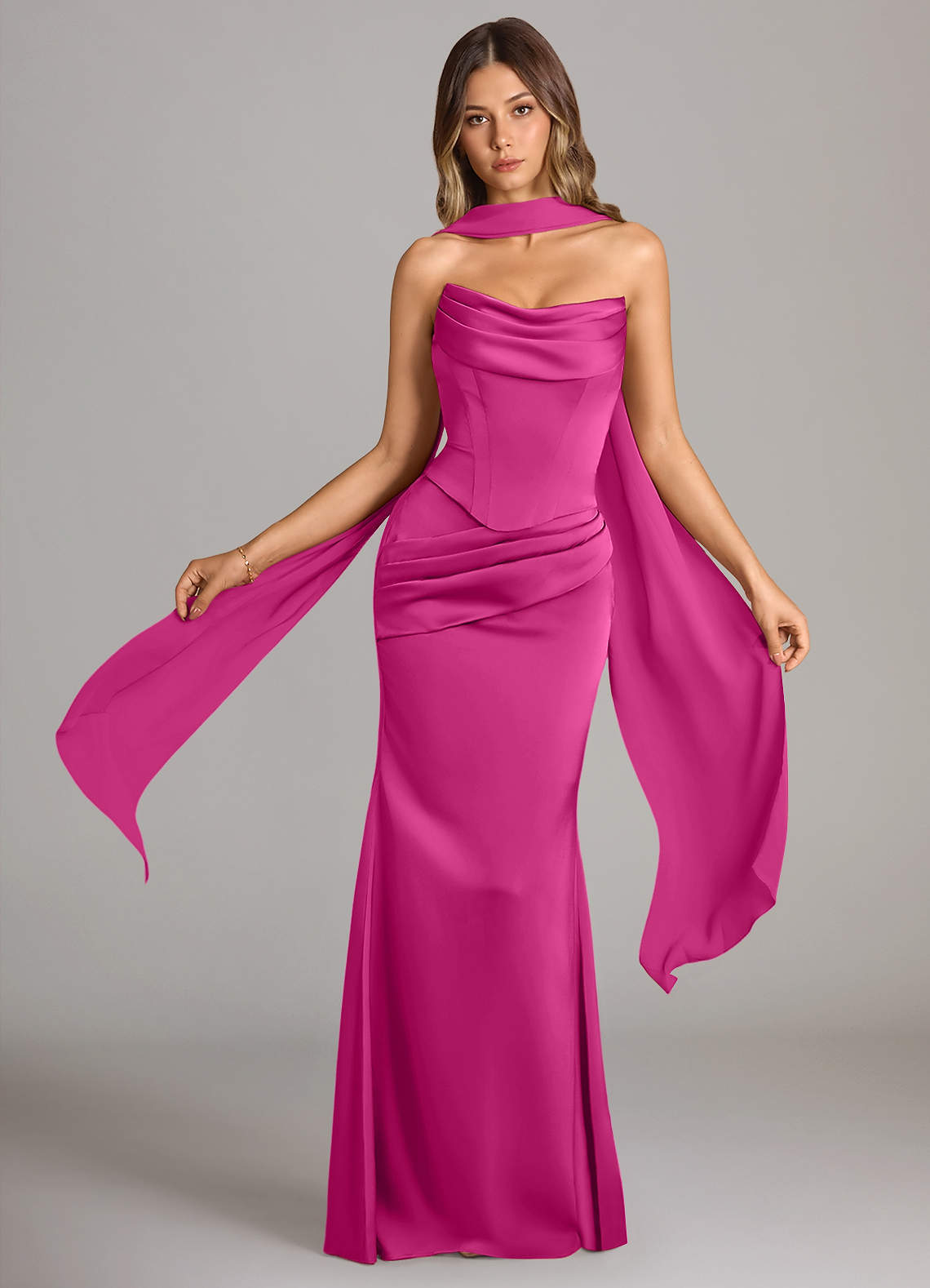 elyessen Sorrel Black Mermaid Strapless Stretch Satin Convertible Dress 4