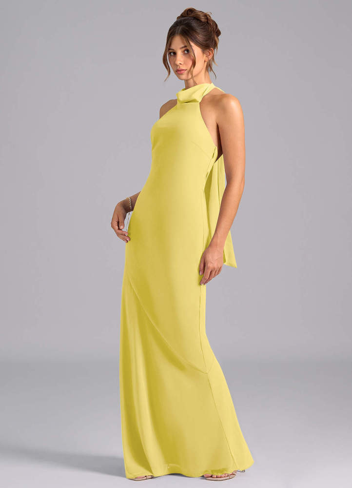 elyessen Velli Dusty Blue Mermaid High Neck Chiffon Dress 7