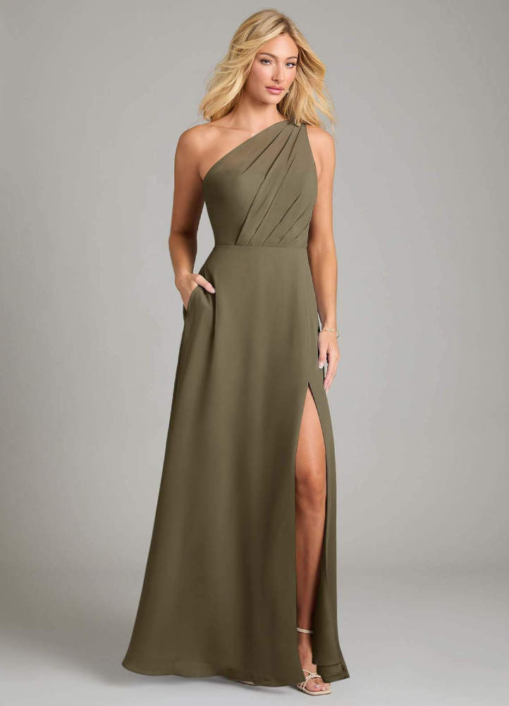 elyessen Phaedra Black A-Line One Shoulder Chiffon Dress 2