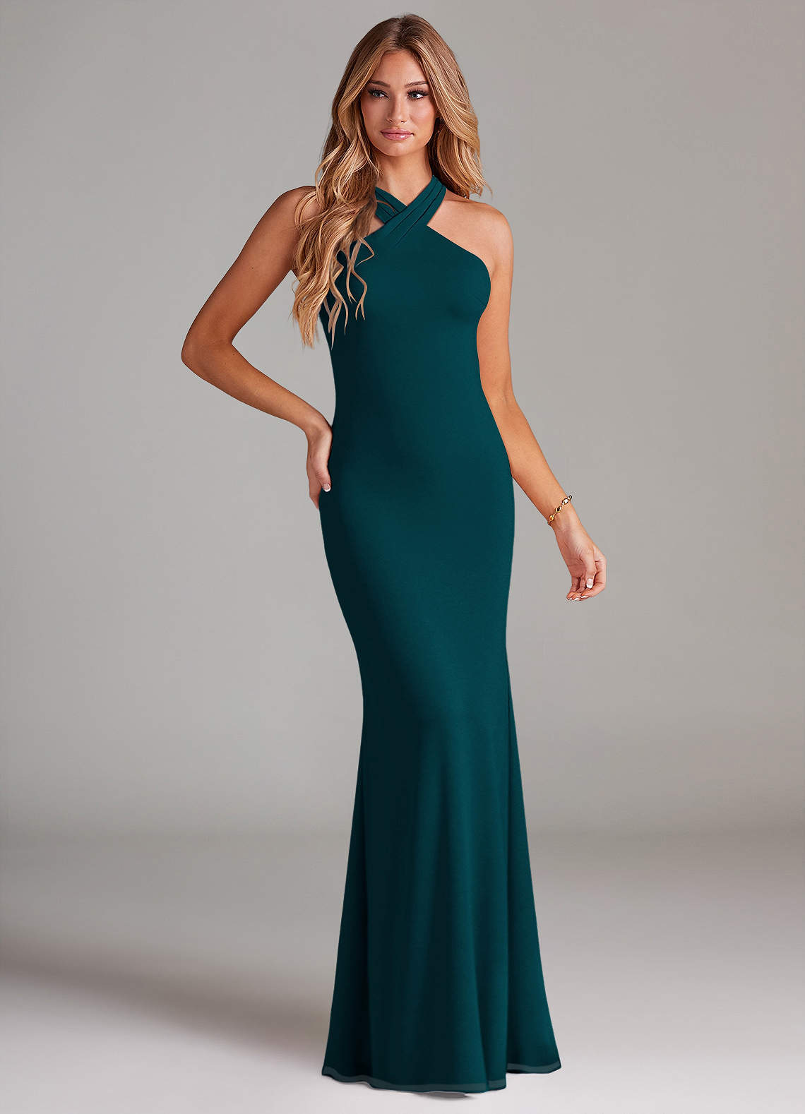 elyessen Doretta Sky Blue Mermaid Pleated Chiffon Dress 2
