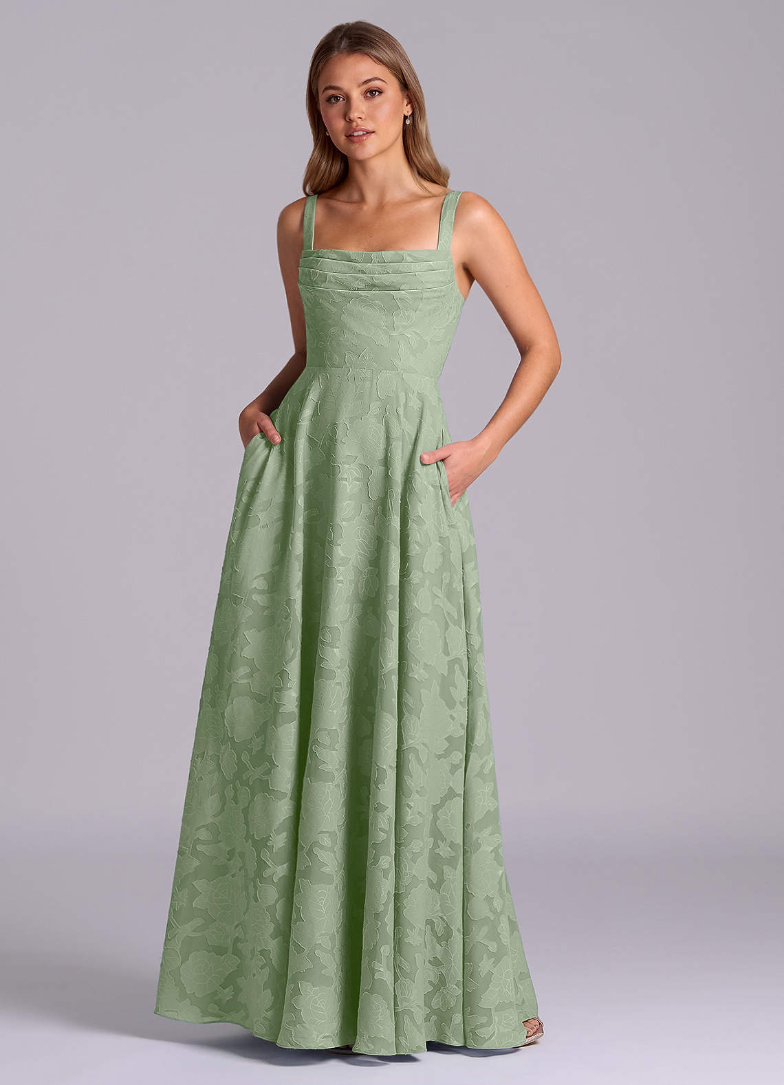 elyessen Shaude Sky Blue A-Line Pleated Floral Burnout Dress 1