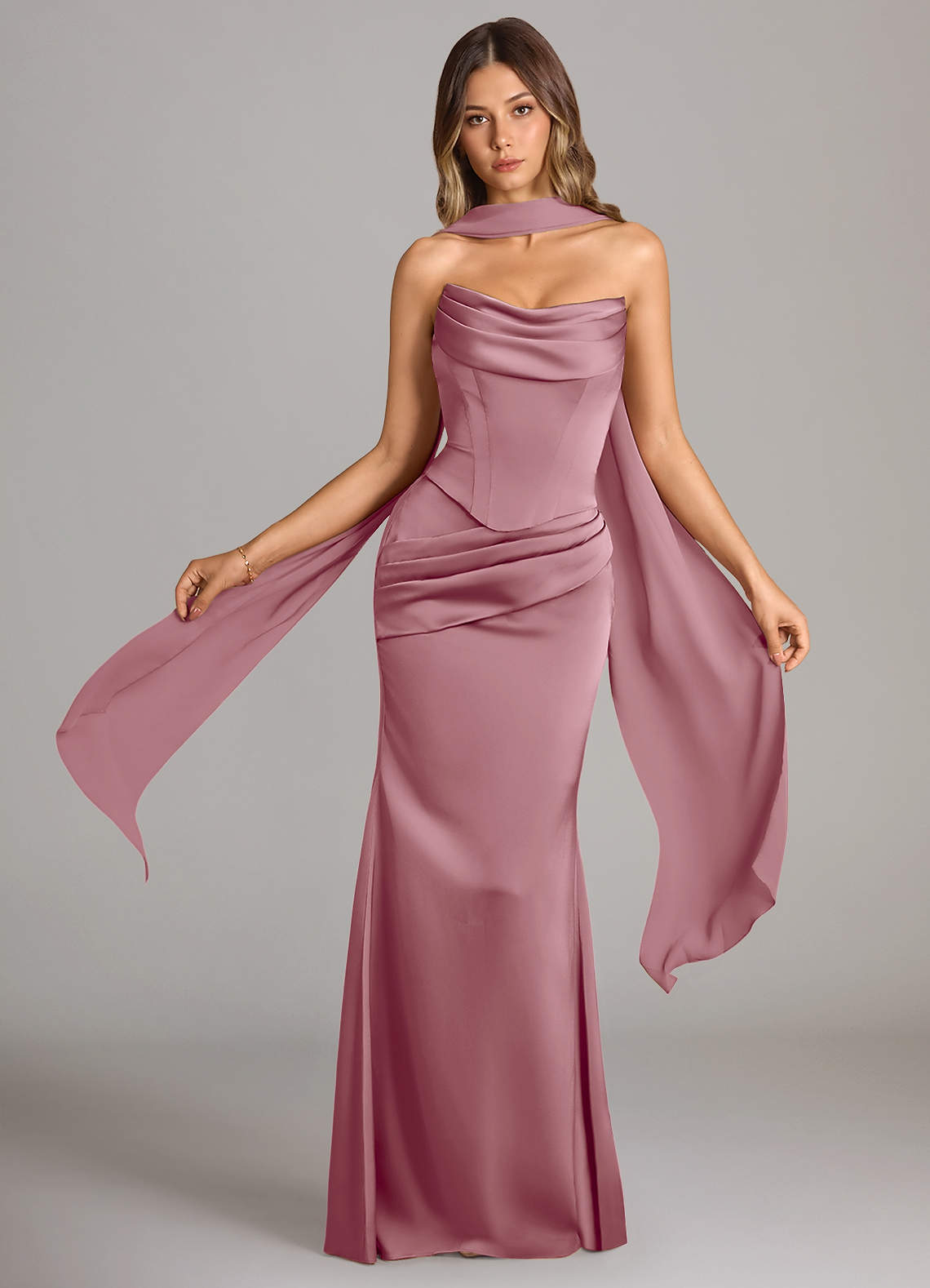 elyessen Sorrel Black Mermaid Strapless Stretch Satin Convertible Dress 5