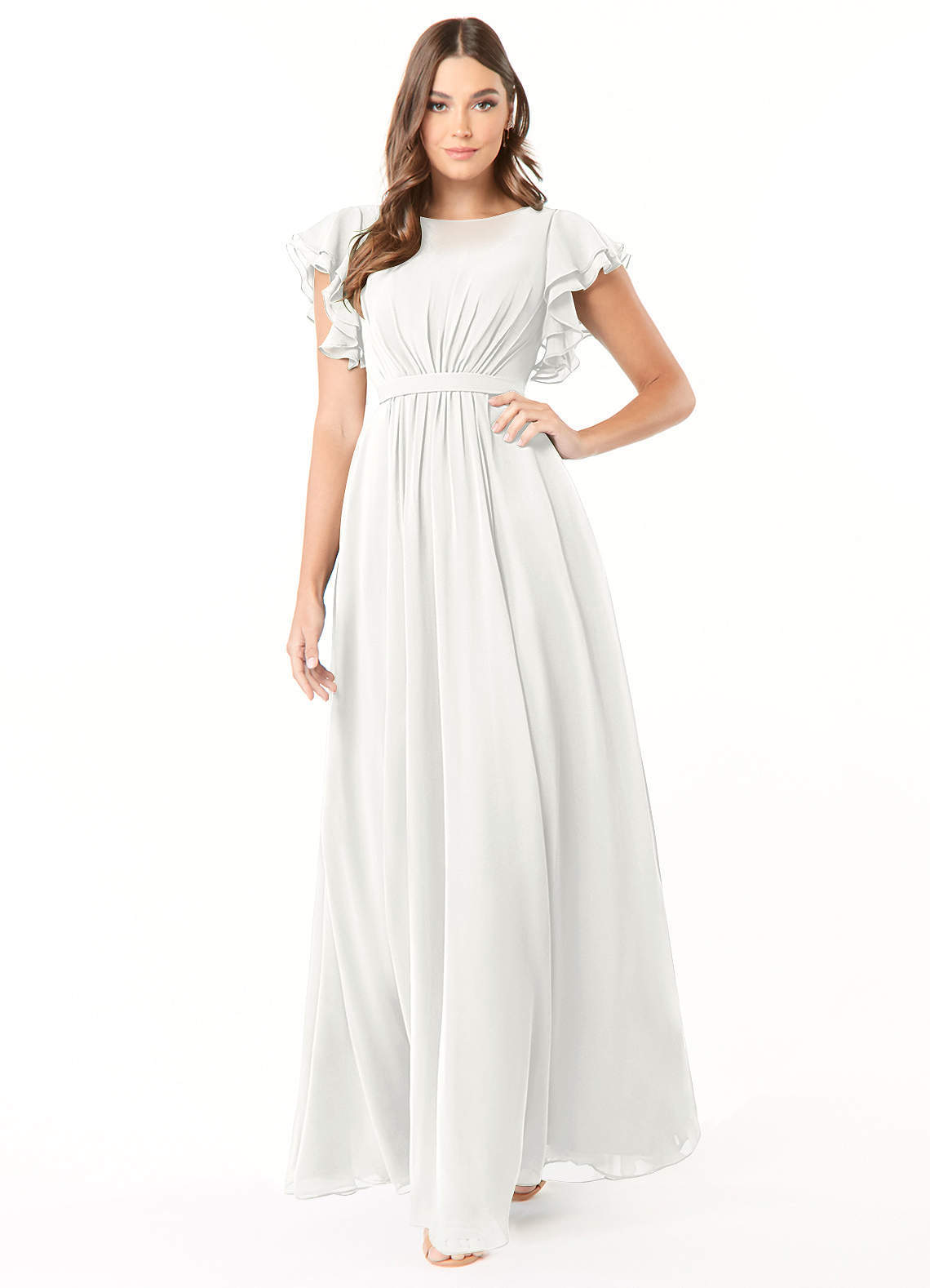 elyessen Daphne A-Line Ruffled Chiffon Floor-Length Dress Eucalyptus 7