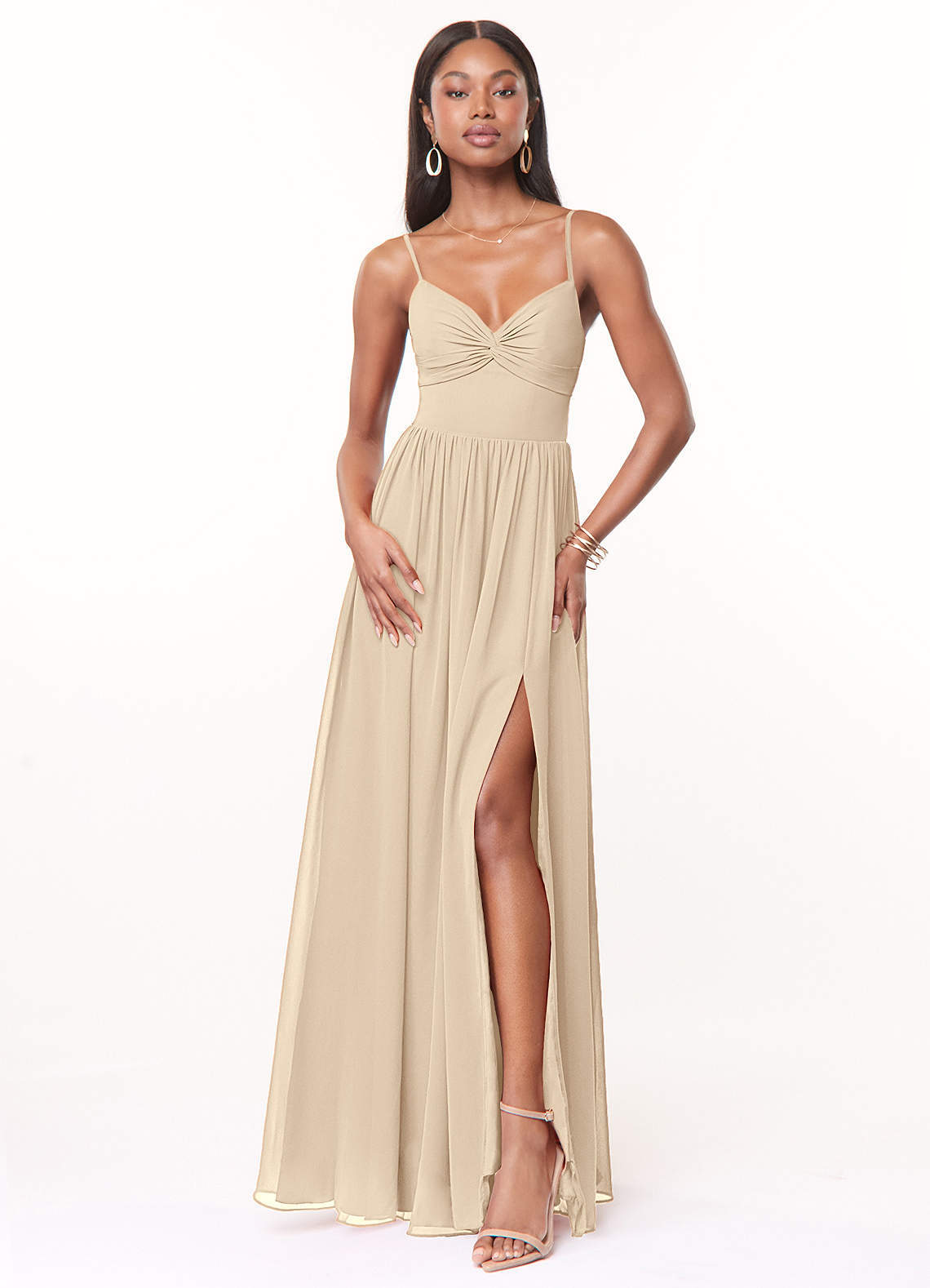 elyessen Zeya Dusty Blue A-Line V-Neck Pleated Chiffon Dress 7
