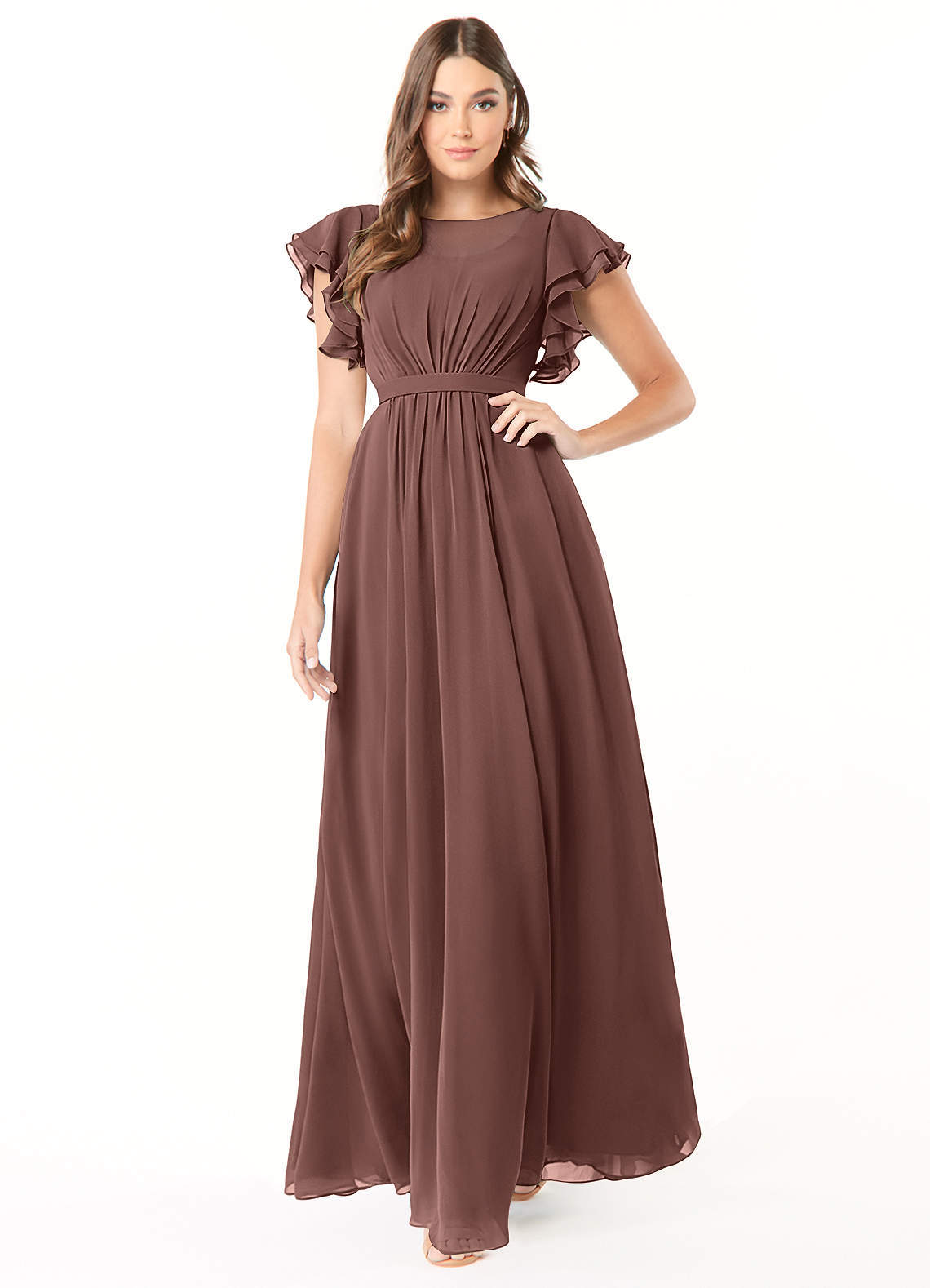 elyessen Daphne A-Line Ruffled Chiffon Floor-Length Dress Eucalyptus 7