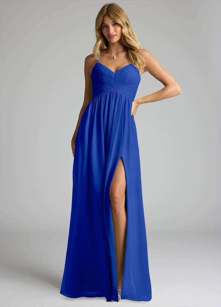 elyessen Alia Sky Blue A-Line Pleated Chiffon Dress 3