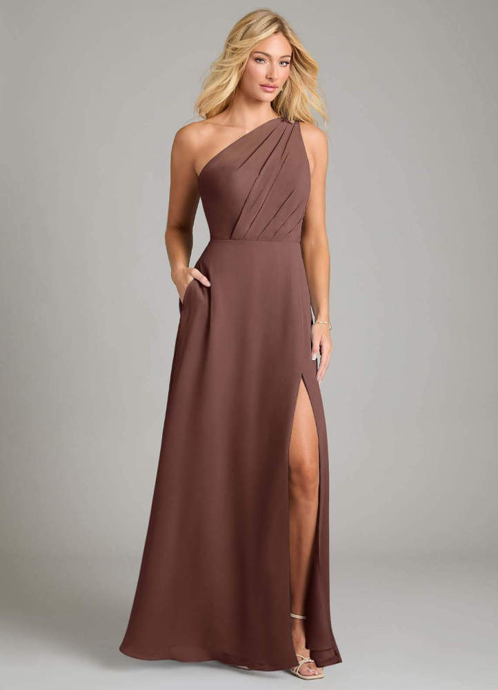 elyessen Phaedra Black A-Line One Shoulder Chiffon Dress 8