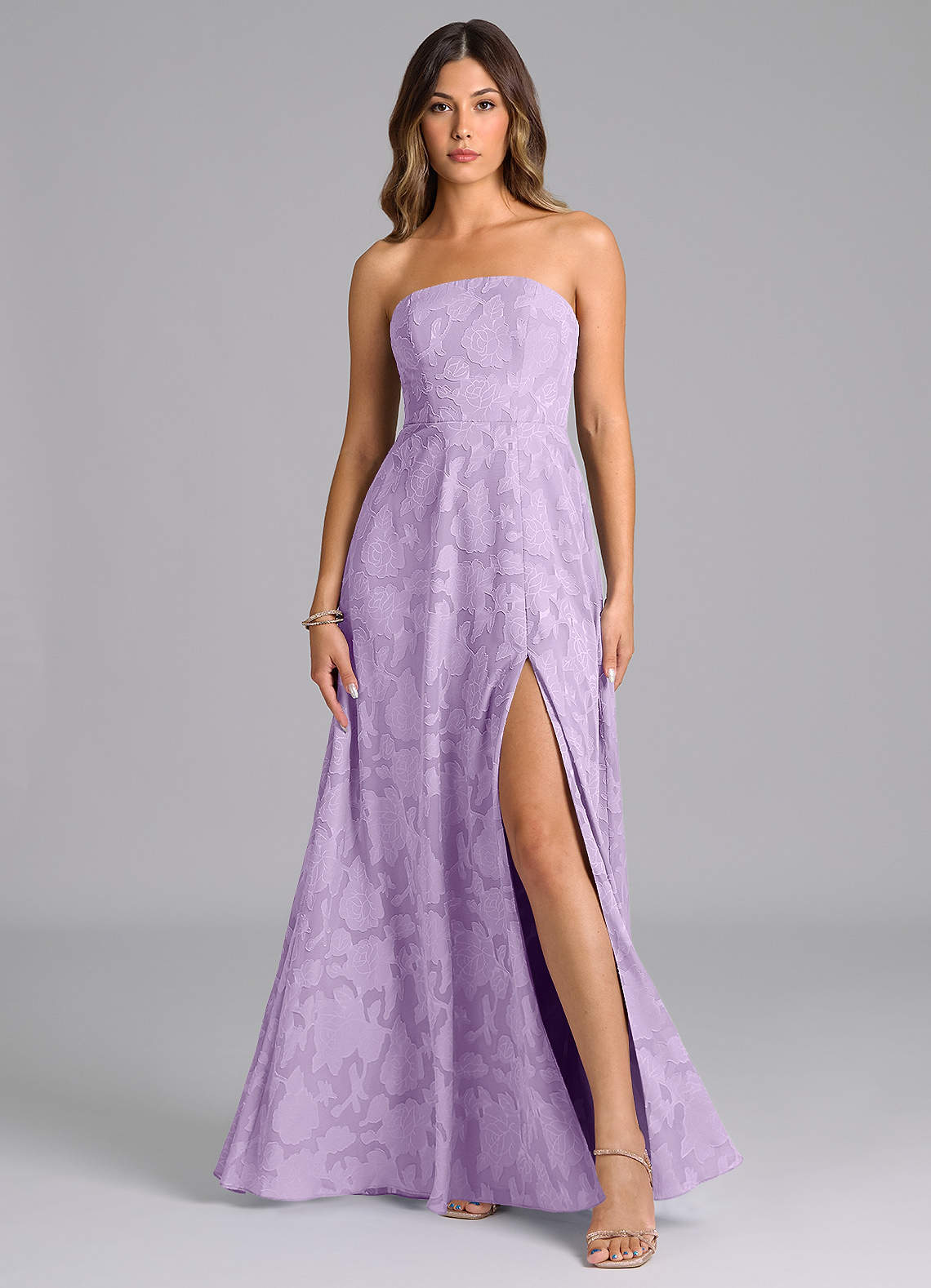 elyessen Wren Dusty Sage A-Line Strapless Floral Burnout Dress 2