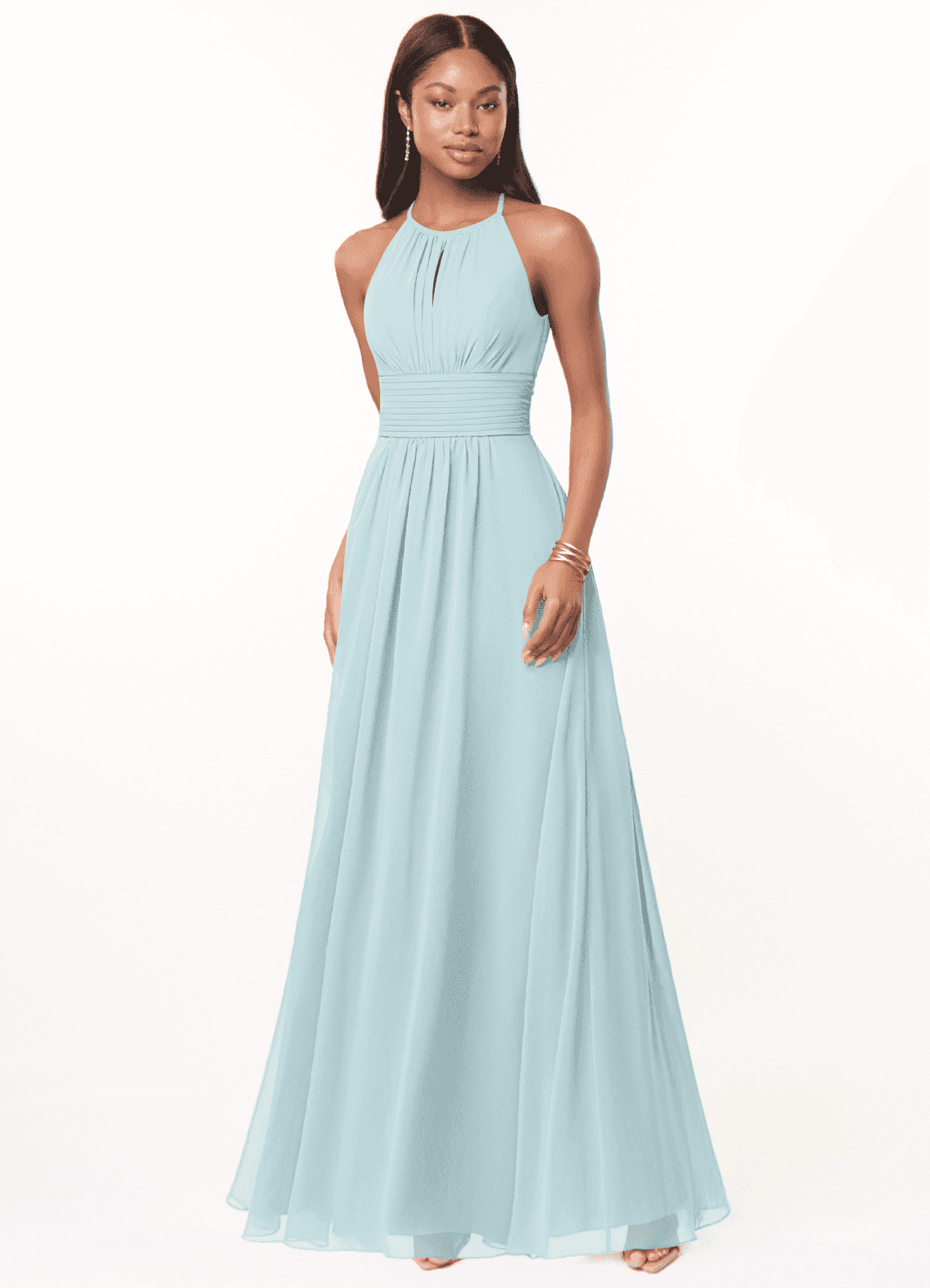 elyessen Bonnie Burgundy A-Line Keyhole Ruched Chiffon Dress 2