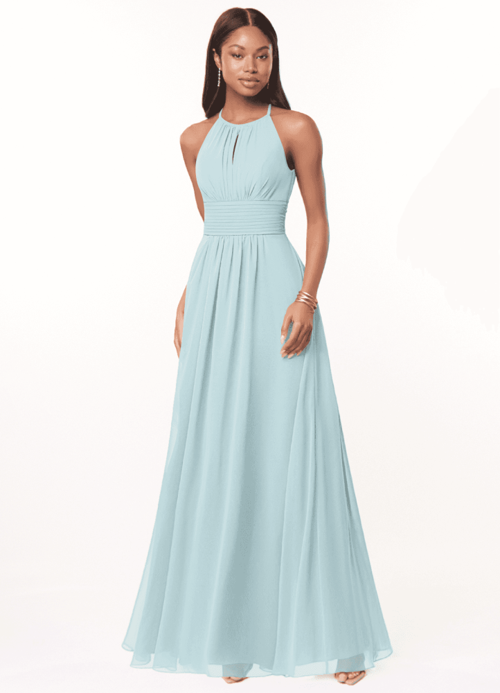 elyessen Bonnie Burgundy A-Line Keyhole Ruched Chiffon Dress 2