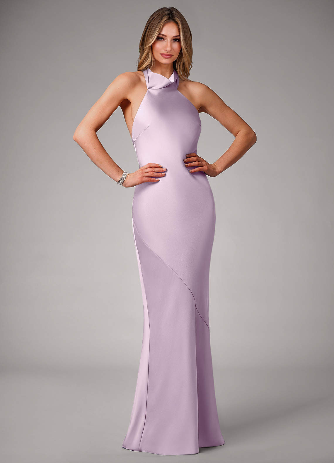 elyessen Velli Black Mermaid High Neck Stretch Satin Dress 4