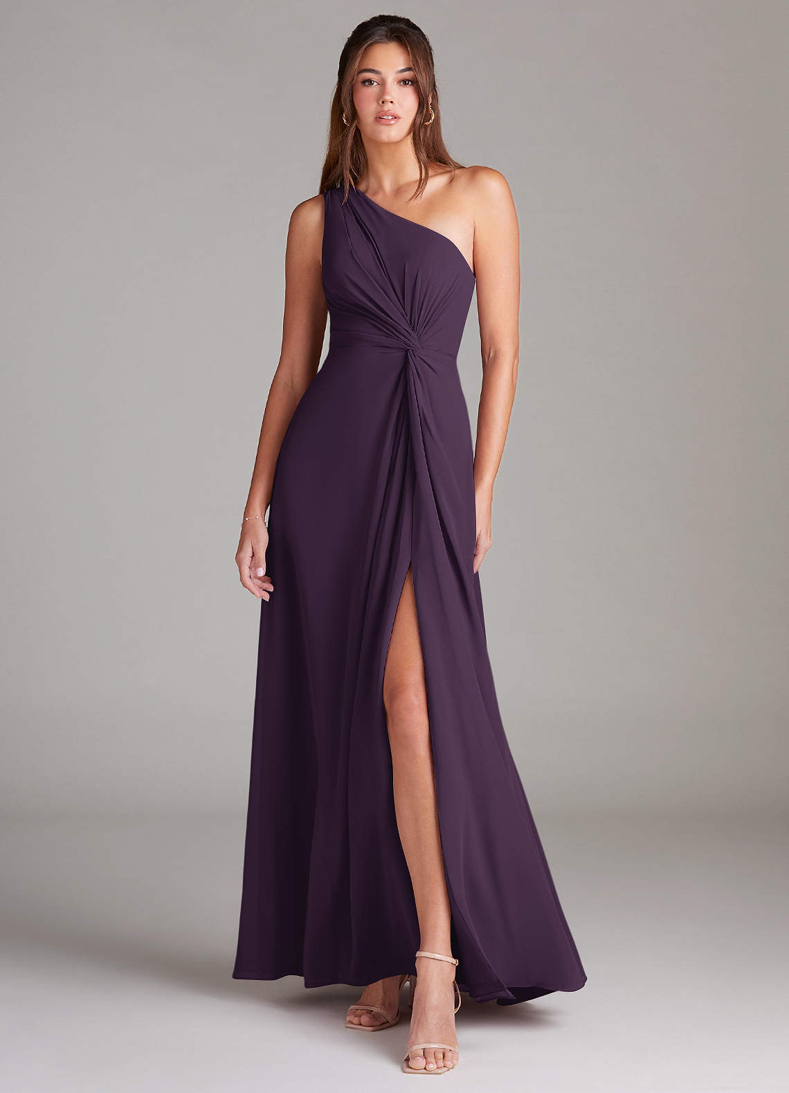 elyessen Brooke Sky Blue A-Line One Shoulder Chiffon Dress 5