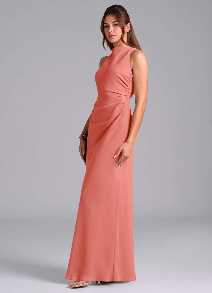 elyessen Evadne Sky Blue Sheath Pleated Chiffon Dress 4