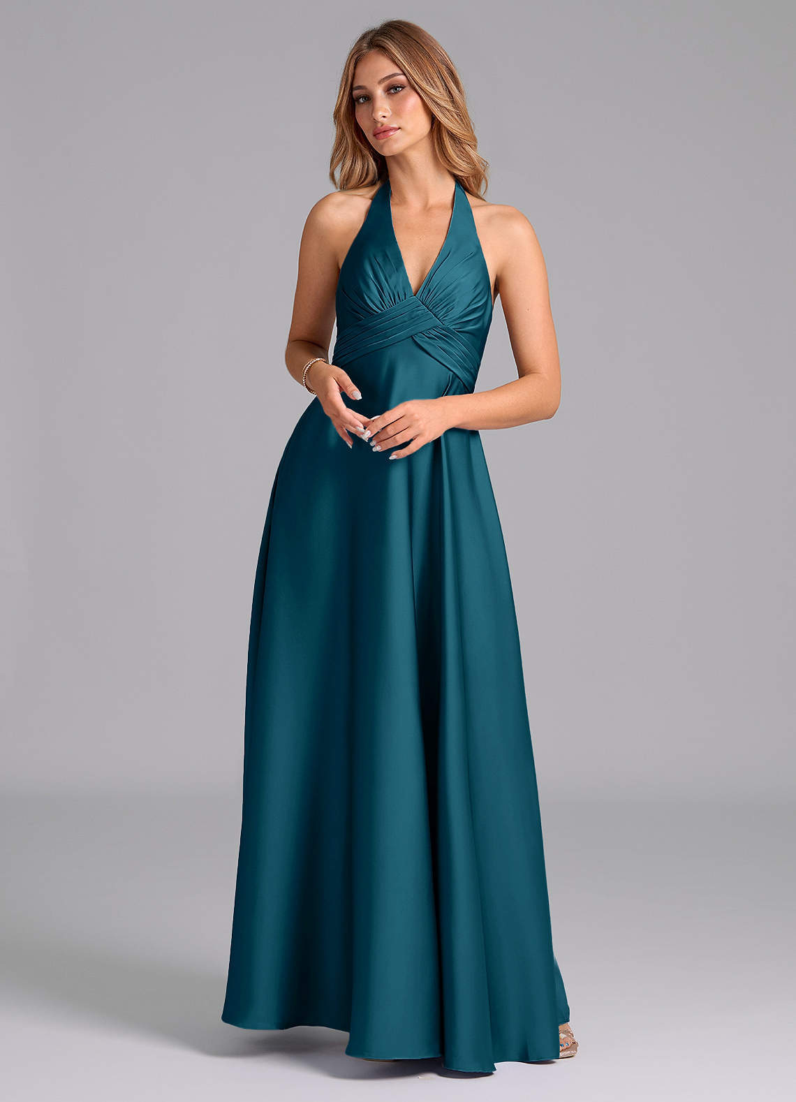 elyessen Tessie Terracotta A-Line Pleated Stretch Satin Dress 3