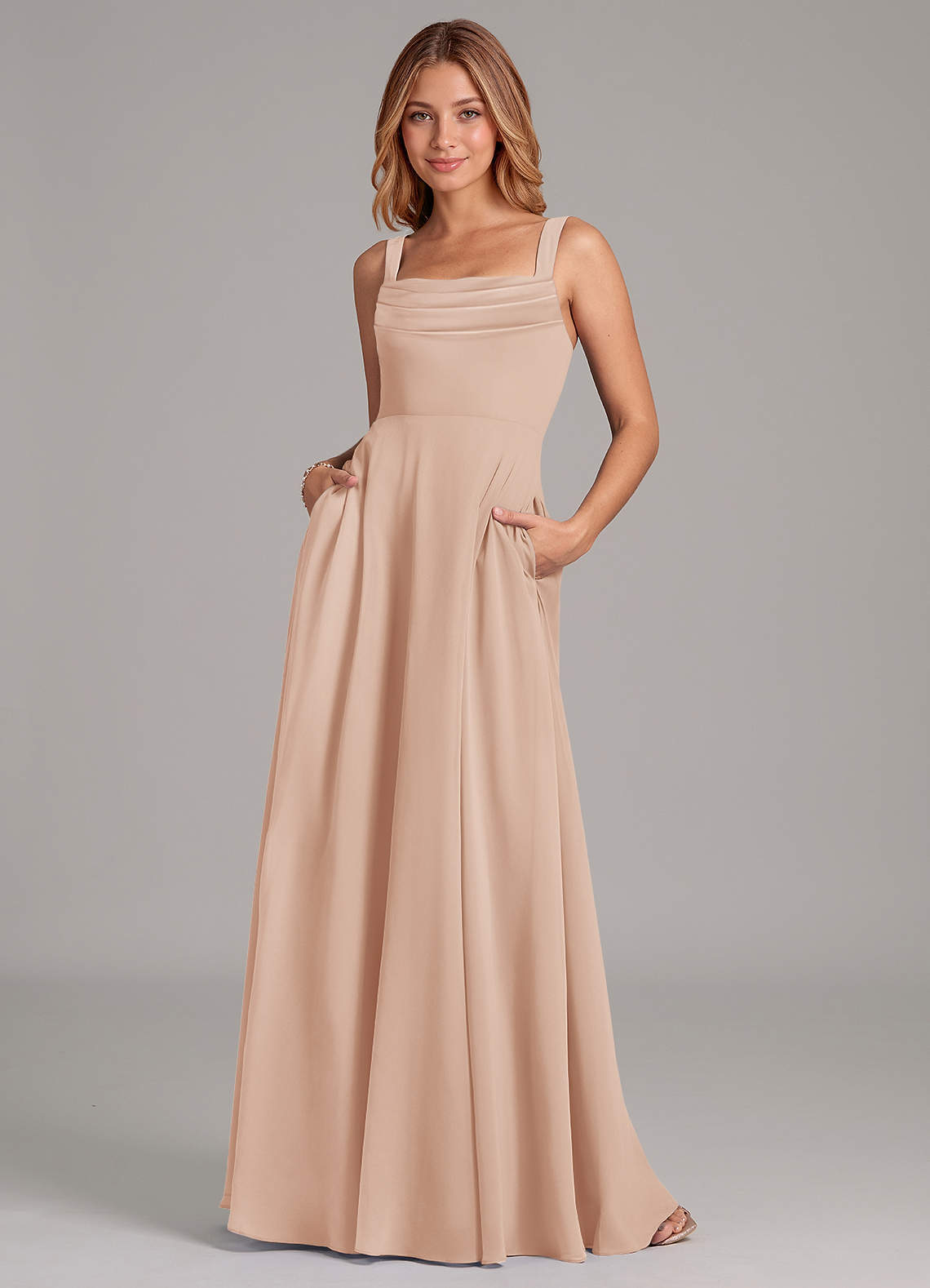elyessen Shaude Sky Blue A-Line Pleated Chiffon Dress 4
