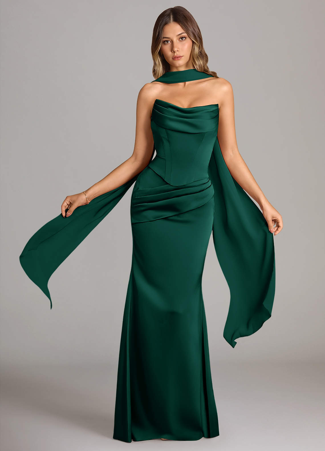 elyessen Sorrel Black Mermaid Strapless Stretch Satin Convertible Dress 2