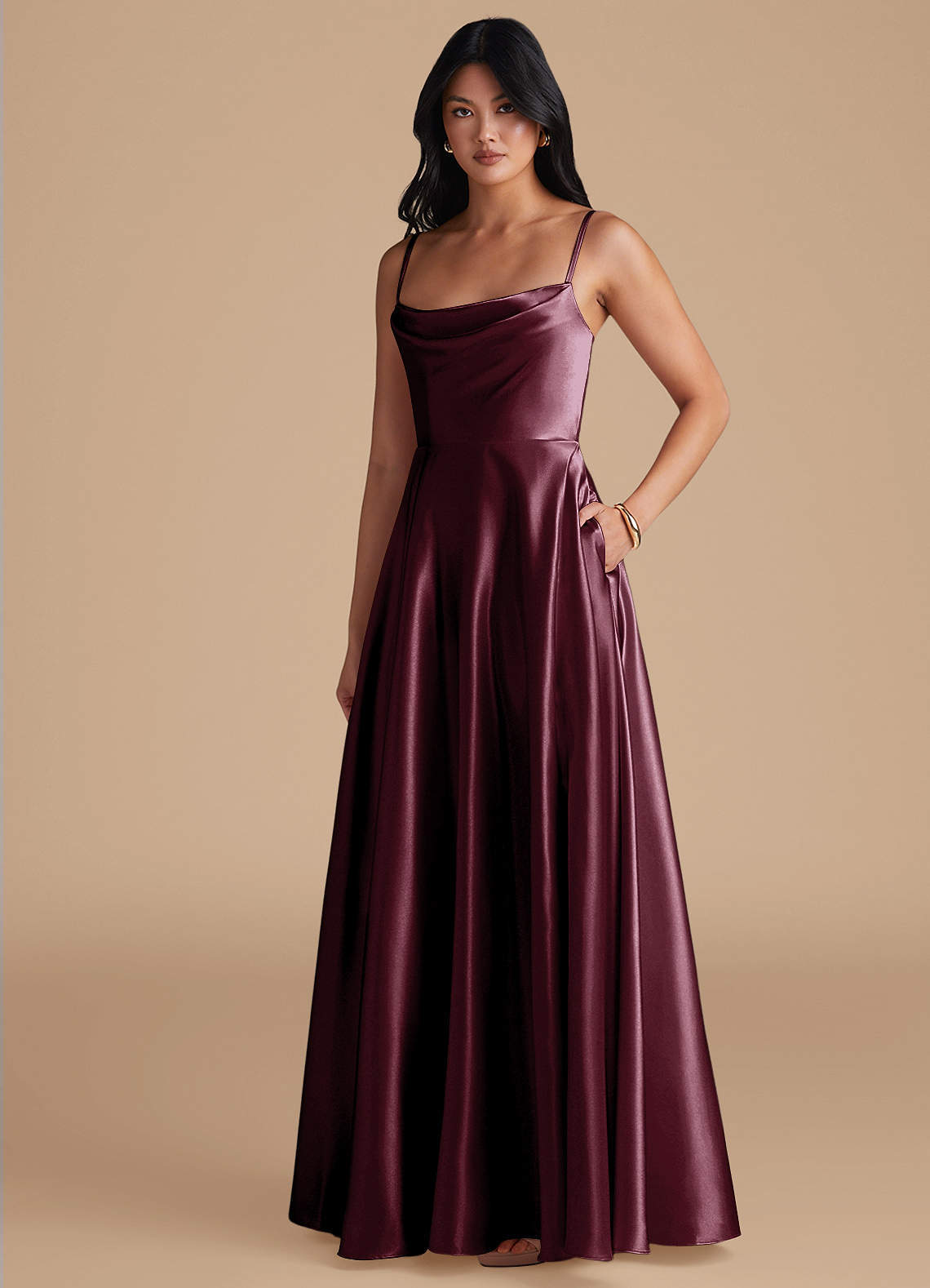 elyessen Elle Black A-Line with Pockets Metallic Satin Dress 3