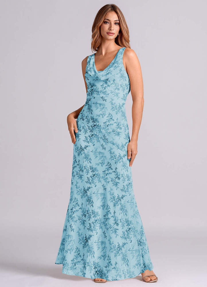 elyessen Rylina Sky Blue Mermaid Pleated Chiffon Dress 9