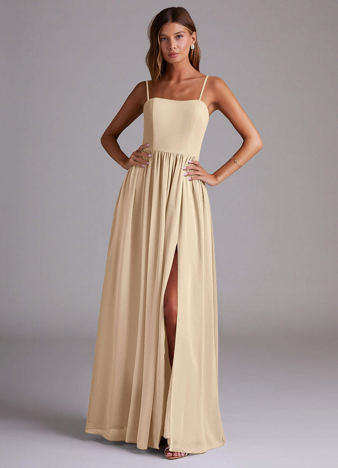 elyessen Calianna Dusty Blue A-Line Off the Shoulder Chiffon Convertible Dress 7