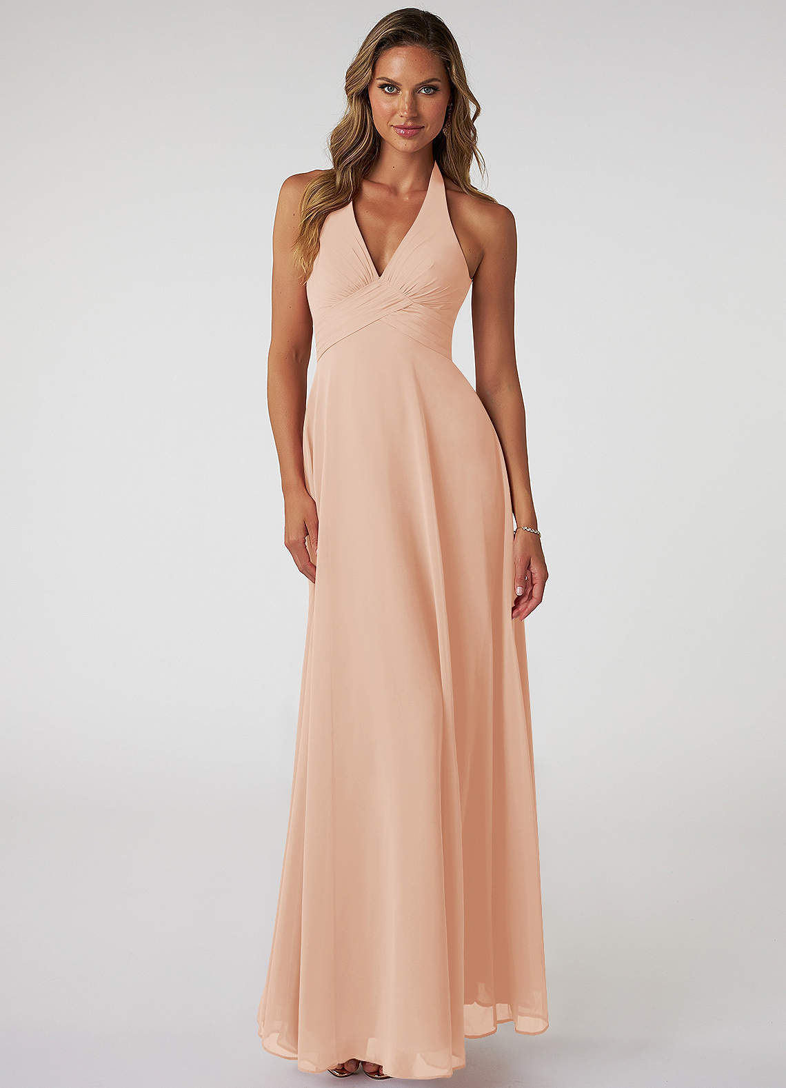 elyessen Tessie Sky Blue A-Line V-Neck Pleated Chiffon Dress 4