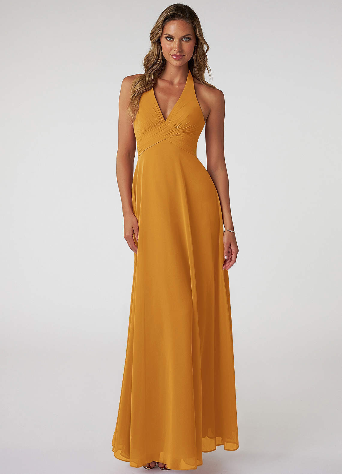 elyessen Tessie Sky Blue A-Line V-Neck Pleated Chiffon Dress 7