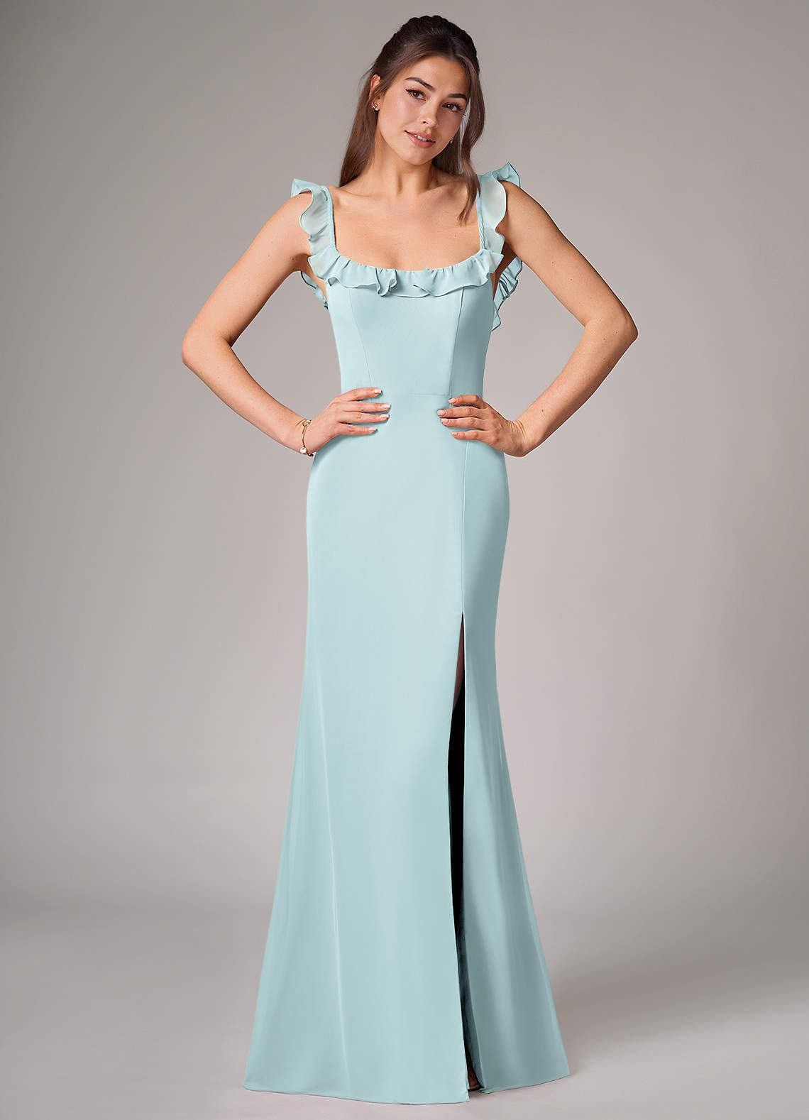 elyessen Callie Sky Blue Mermaid Side Slit Chiffon Convertible Dress 2
