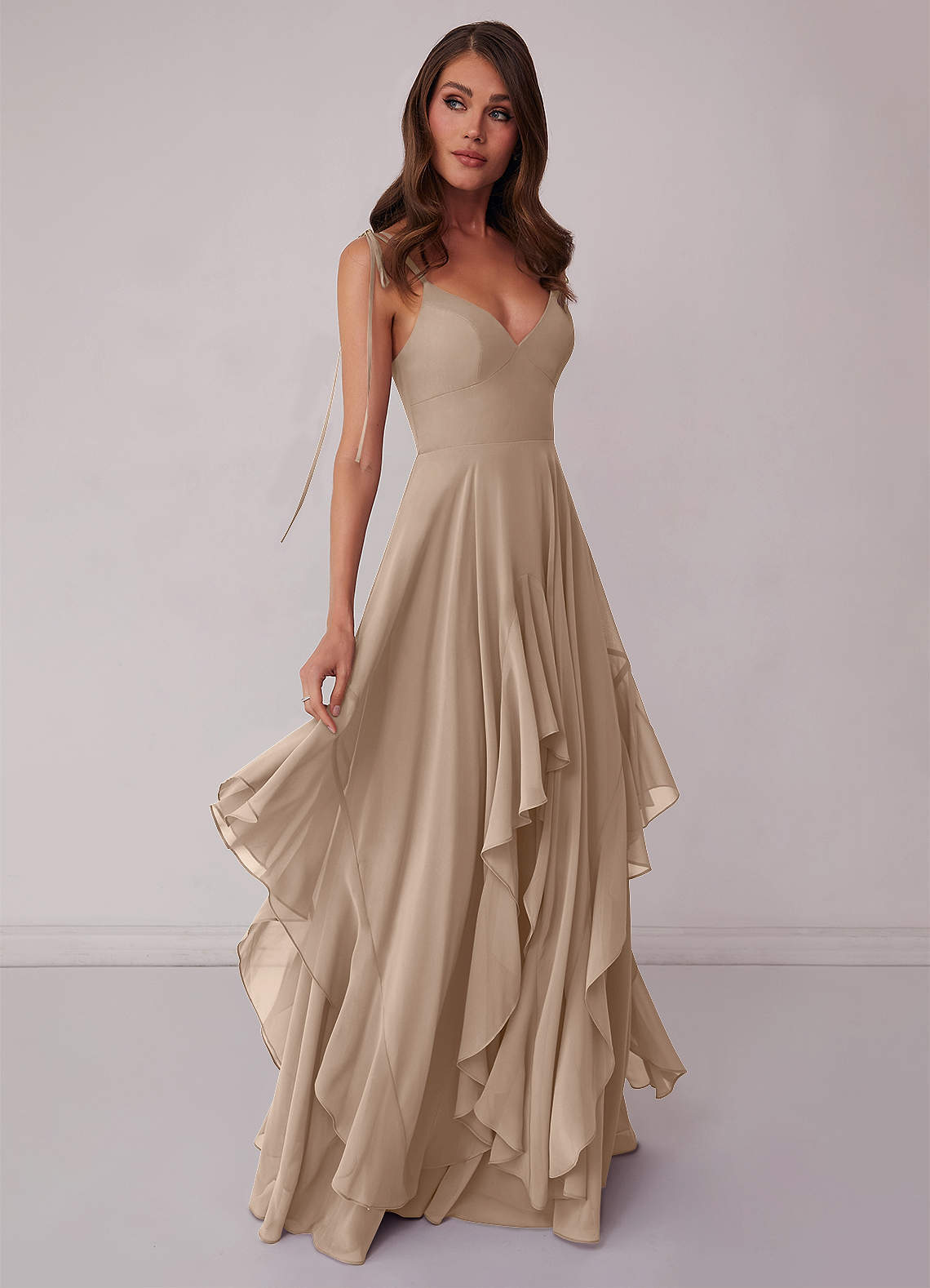 Agave A-Line Bow Chiffon Dress Moss Green 5