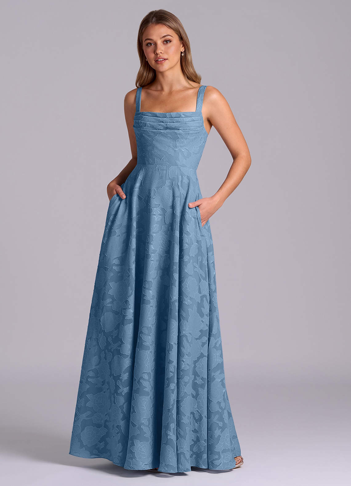 elyessen Shaude Sky Blue A-Line Pleated Floral Burnout Dress 2