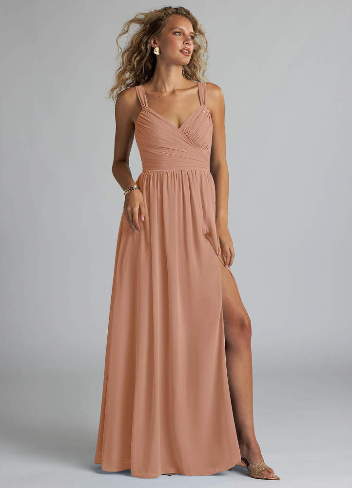 elyessen Aziza Sky Blue A-Line V-Neck Pleated Chiffon Dress 8