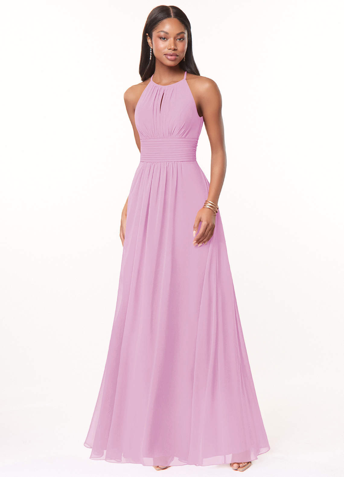 elyessen Bonnie Burgundy A-Line Keyhole Ruched Chiffon Dress 4