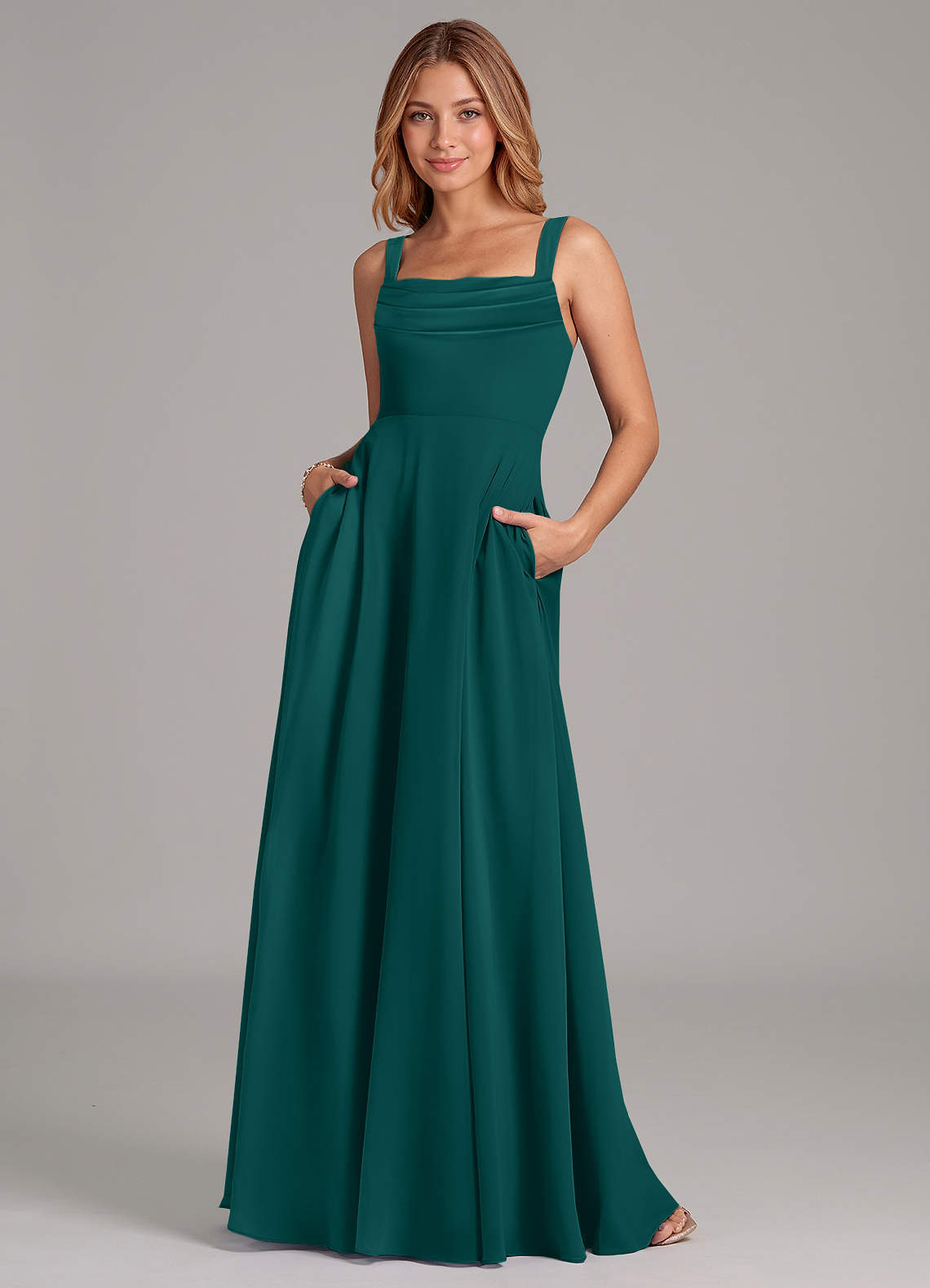 elyessen Shaude Sky Blue A-Line Pleated Chiffon Dress 2