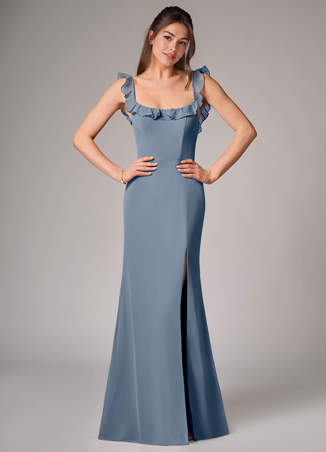 elyessen Callie Sky Blue Mermaid Side Slit Chiffon Convertible Dress 3