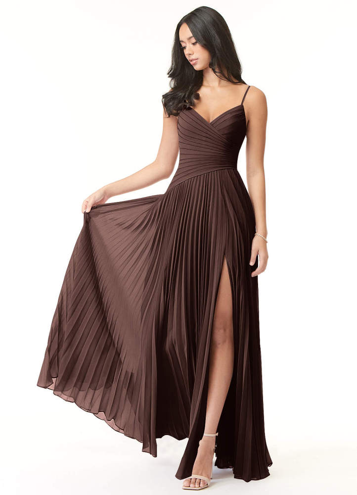 elyessen Vini Sky Blue A-Line V-Neck Pleated Chiffon Dress 7