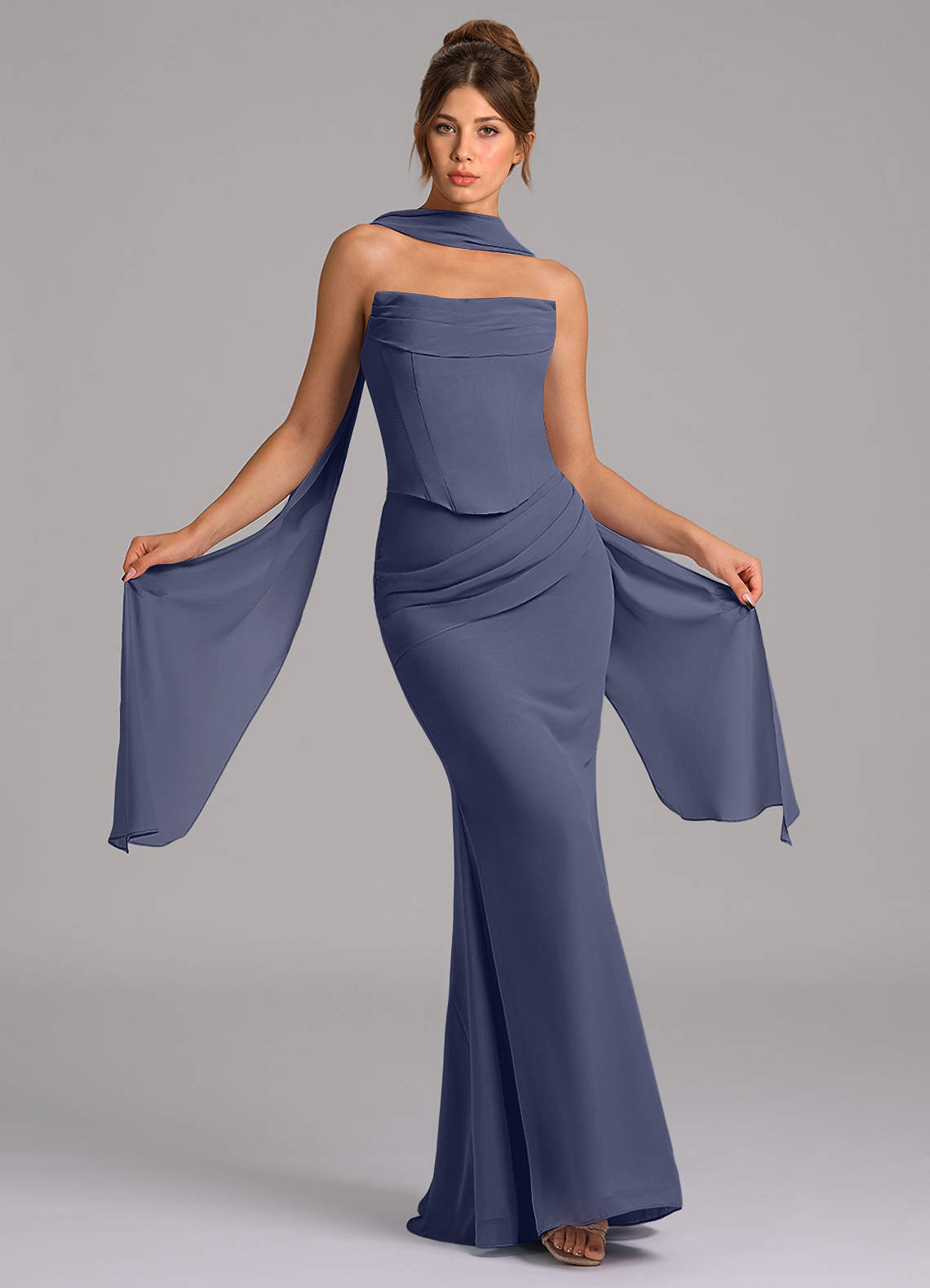 elyessen Sorrel Sky Blue Mermaid Corset Chiffon Dress 3