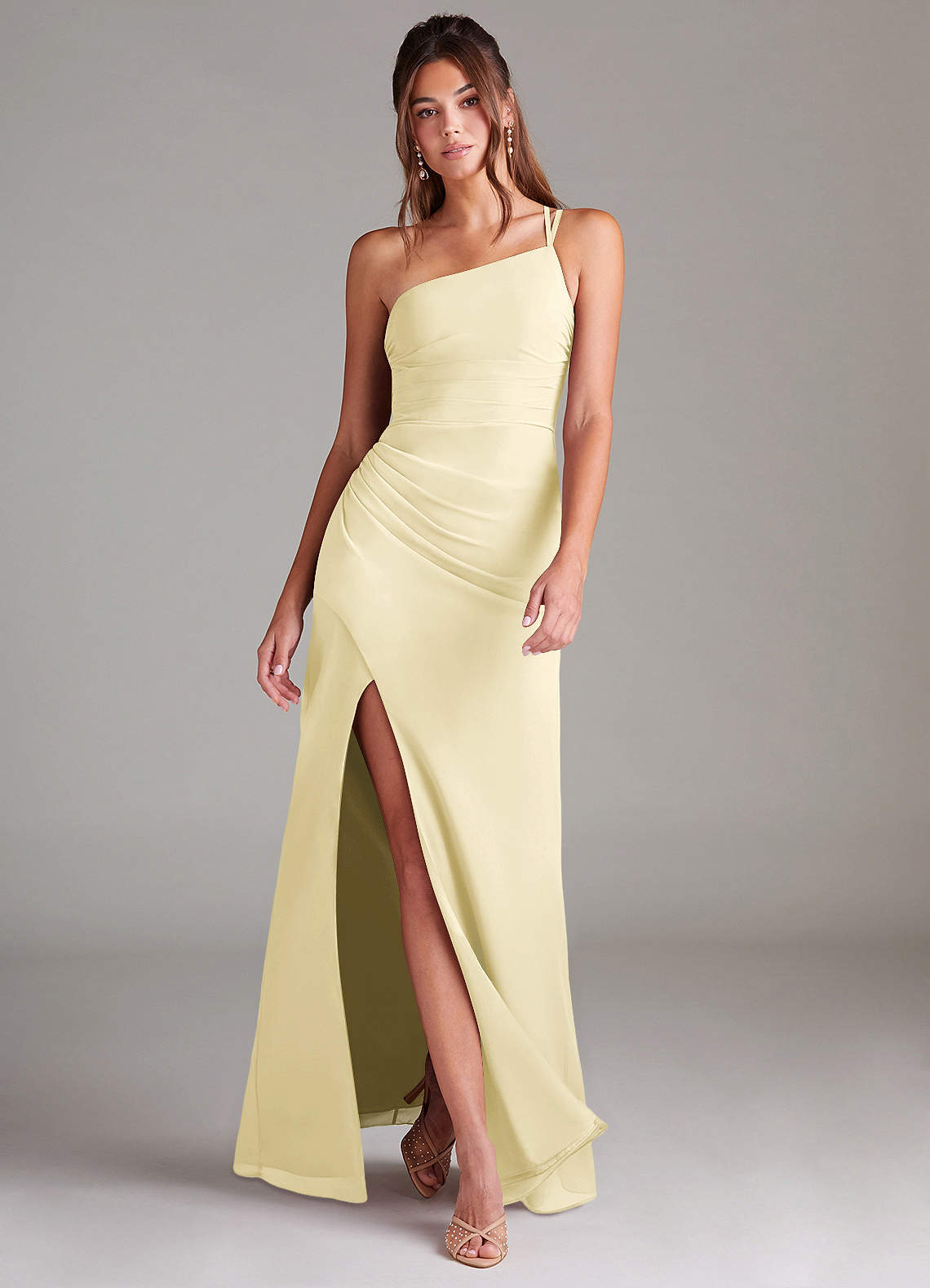 elyessen Eren Sky Blue Sheath One Shoulder Chiffon Dress 7