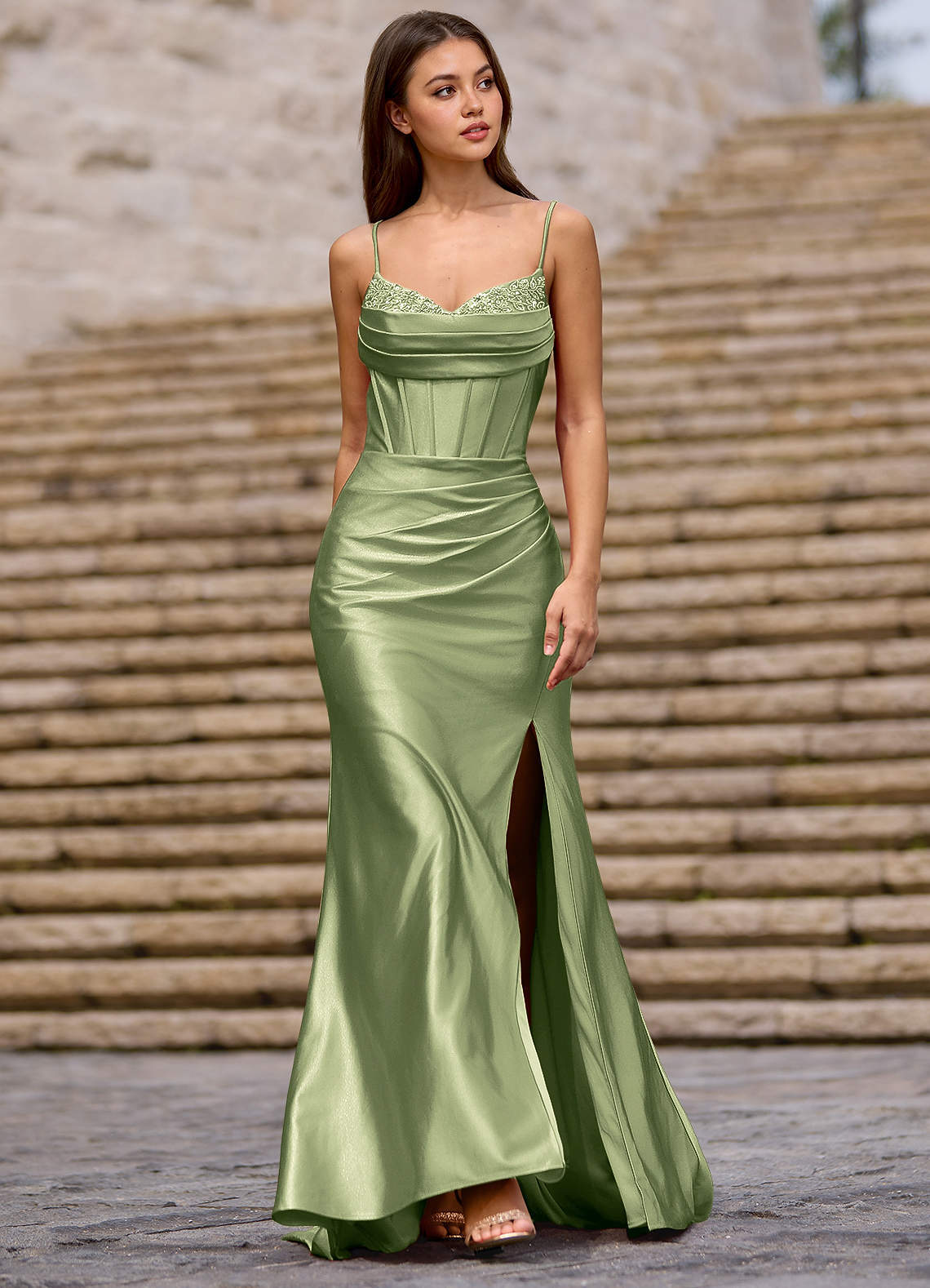 Glow Burgundy Silk-like Satin Prom Dress