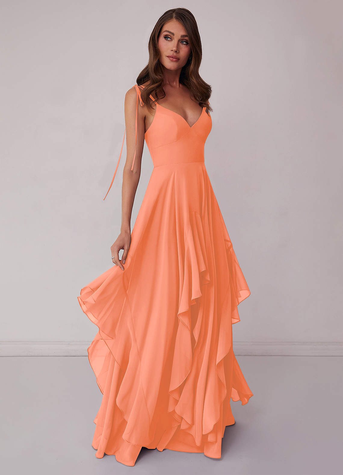 Agave A-Line Bow Chiffon Dress Moss Green 5