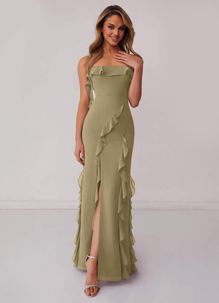 Sky Blue Sheath Bow Chiffon Dress Sky Blue 1