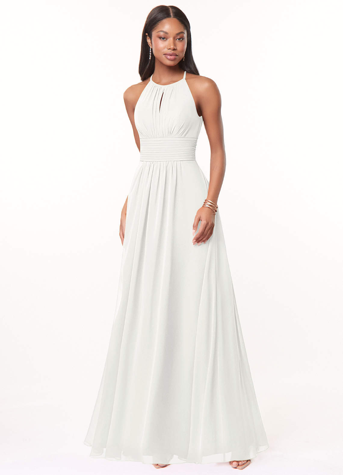 elyessen Bonnie Burgundy A-Line Keyhole Ruched Chiffon Dress 7
