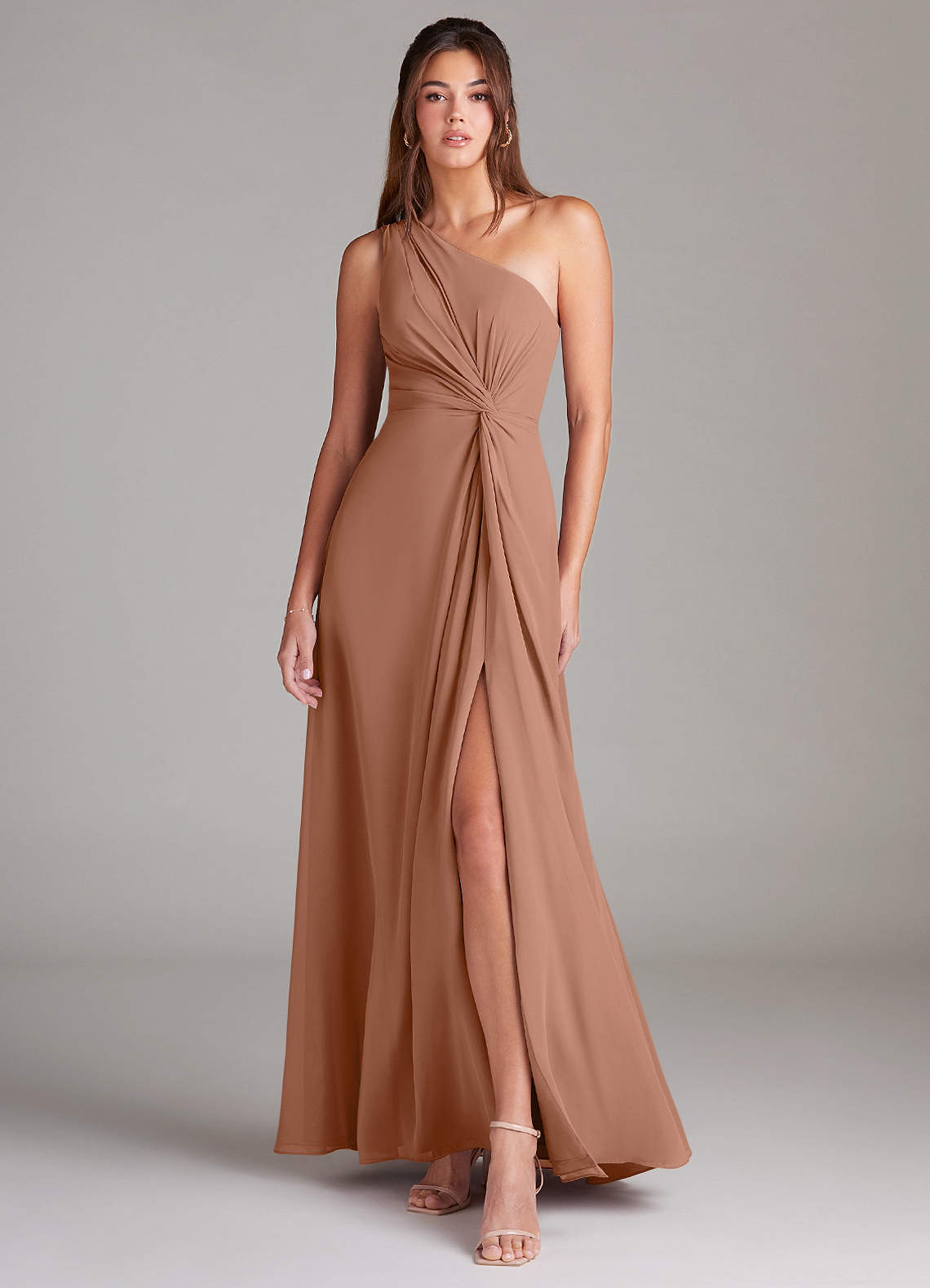 elyessen Brooke Sky Blue A-Line One Shoulder Chiffon Dress 7