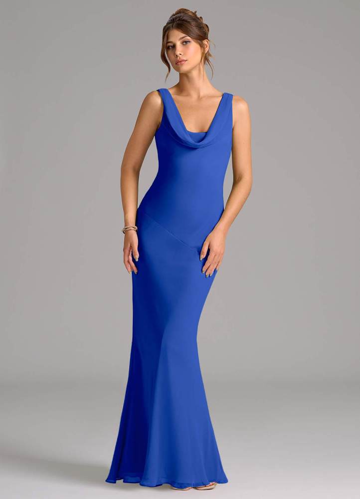 elyessen Rylina Sky Blue Mermaid Pleated Chiffon Dress 3