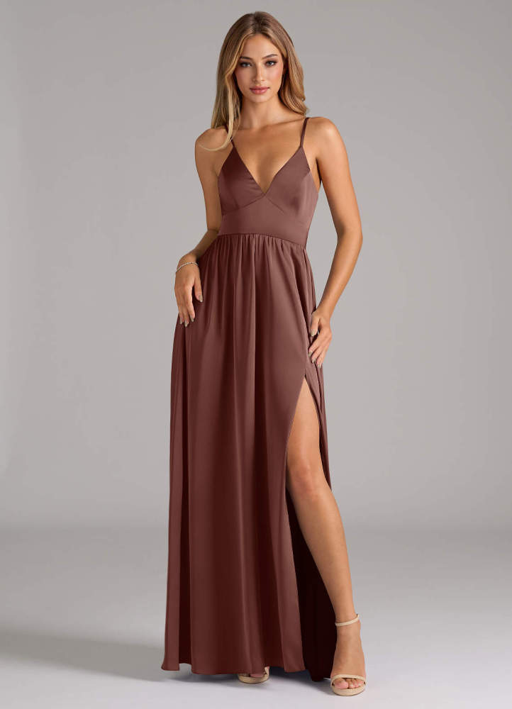elyessen Aaida Dusty Sage A-Line Corset Stretch Satin Dress 8