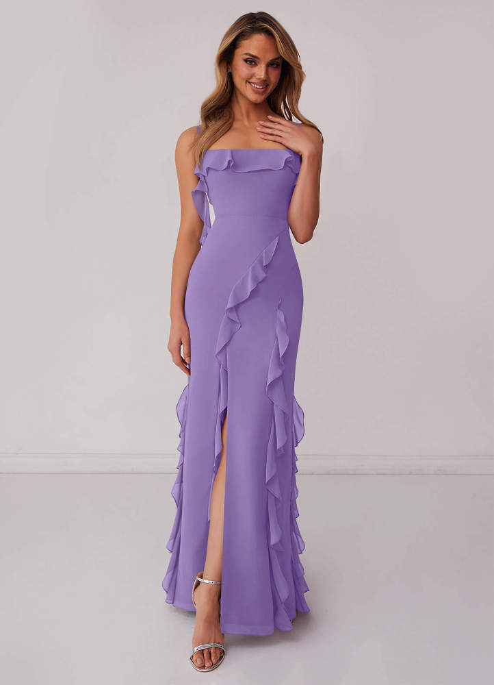 Sky Blue Sheath Bow Chiffon Dress Sky Blue 4