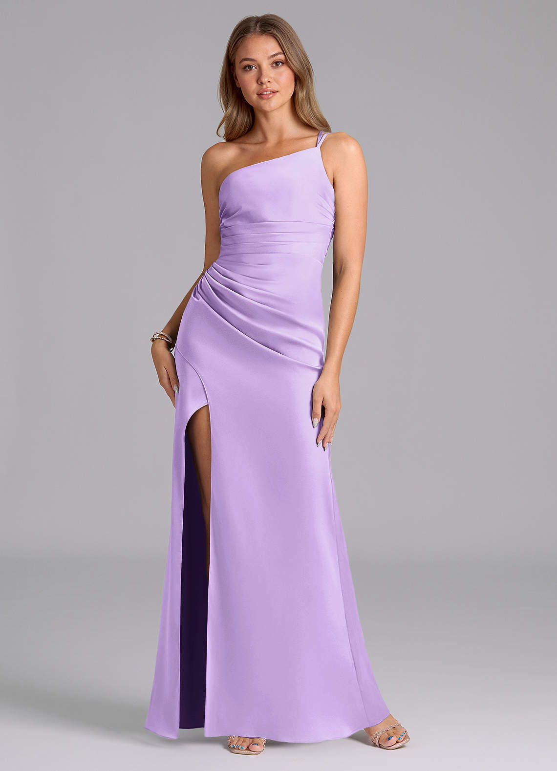elyessen Eren Black Mermaid One Shoulder Stretch Satin Dress 5